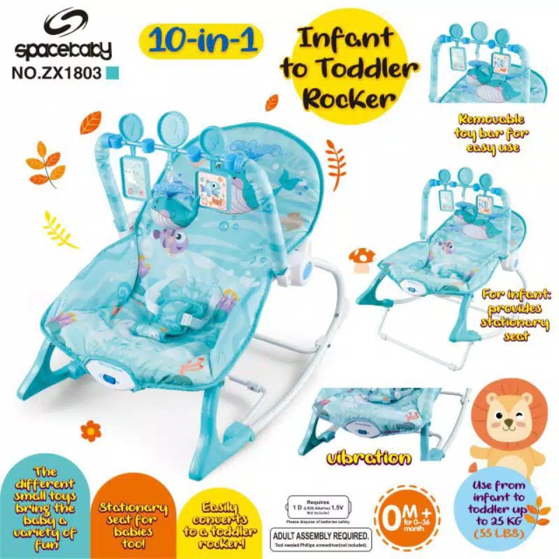 Spacebaby Infant to Toddler Rocker 10in1 - ZX1803 (Kursi Ayun Bayi)