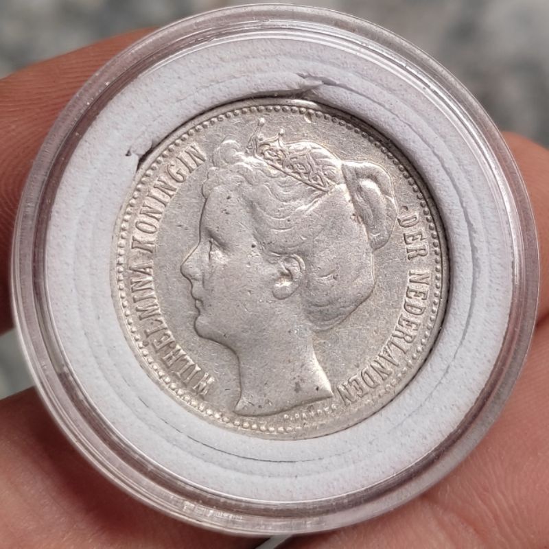 Uang Koin Perak Kuno 1/2 Gulden Wilhelmina Mahkota Tahun 1898 Silver Coin