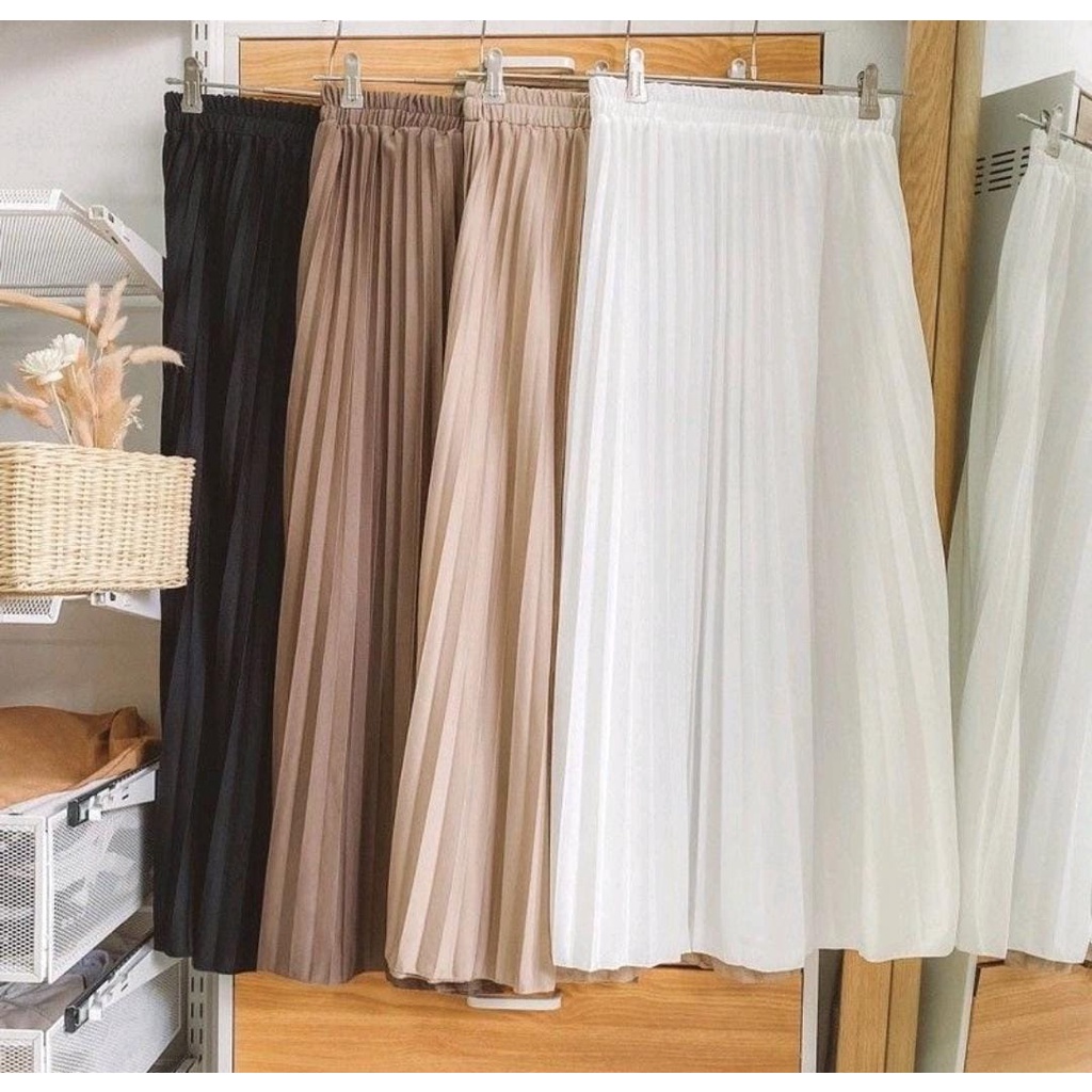 (BISA COD) Rok plisket panjang  premium tebal bawahan Wanita remaja jumbo polos muslim import murah 