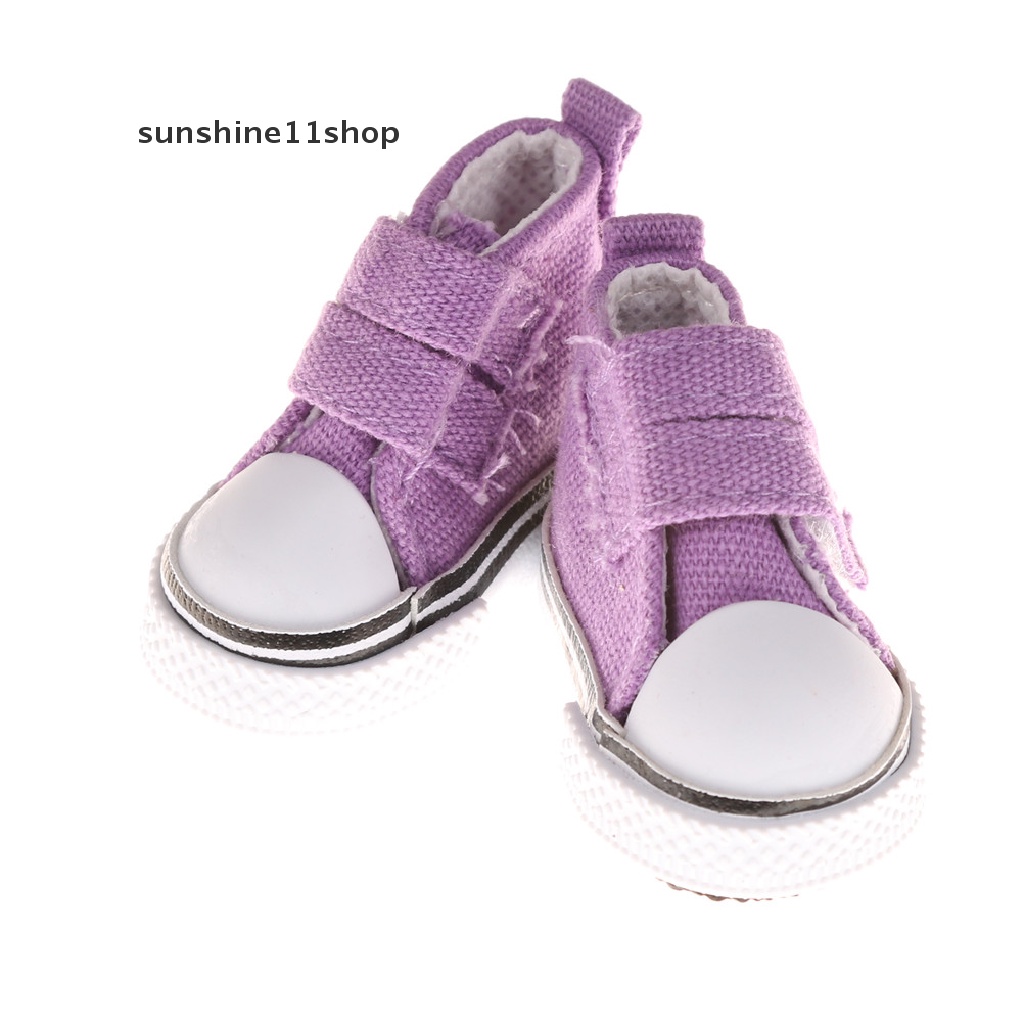 Sho Mainan Sepatu Sneakers Kanvas Mini 5cm Untuk Aksesoris Boneka Bjd 1 / 6