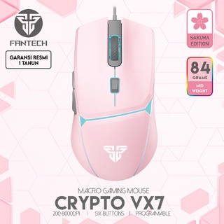 Fantech CRYPTO VX7 Sakura Edition Cool Style Pink Color Mouse Gaming Macro 8000 DPI 6 Button Programable
