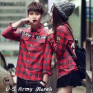 Kemeja Army Merah Couple. kemeja pria. baju pria. baju couple. kemeja . hem pria. distro