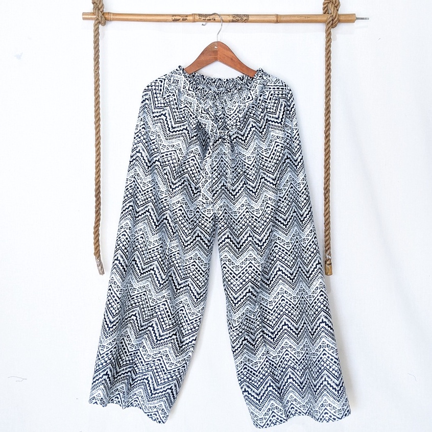 Celana Tidur Kulot Super Jumbo Bahan Rayon Big Size Wanita Premium Murah OOTD Celana Panjang Daily Cullote Tie Dye Shibori Kulot Panjang Wanita Pria XXL-Ethnic Salur 3
