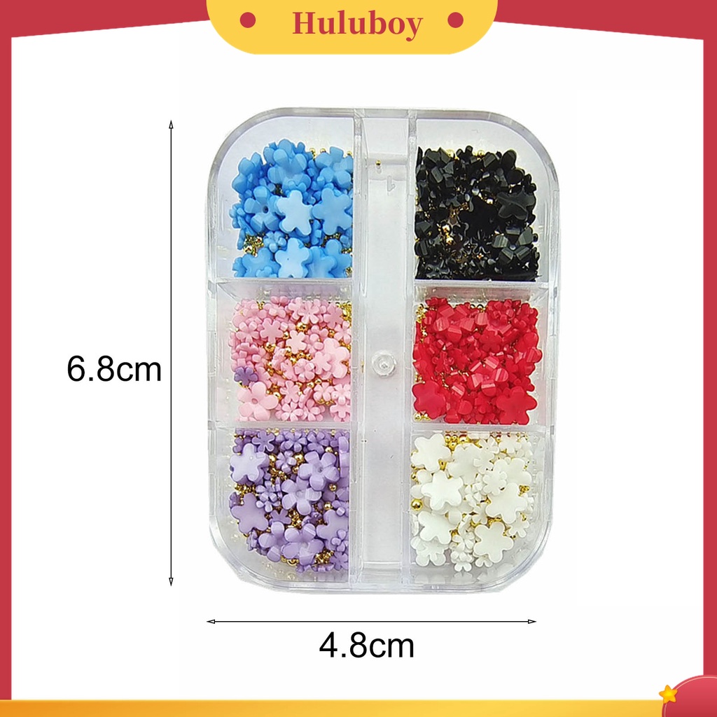 Huluboy Huluboy♡ Charms Bola Baja Bentuk Bunga 3D Ukuran Campur Untuk Dekorasi Nail Art