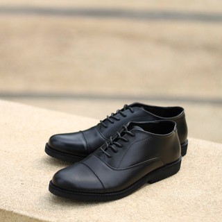 OXFORD 02 FULL BLACK | Sepatu Kulit Asli Pria Pantofel