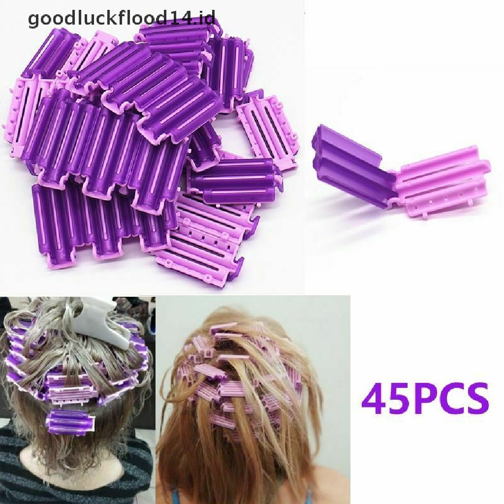 [OOID] 45pcs Hair Rollers Root Fluffy Clamps Wave Perm Rod DIY Corn Clips Corrugation ID