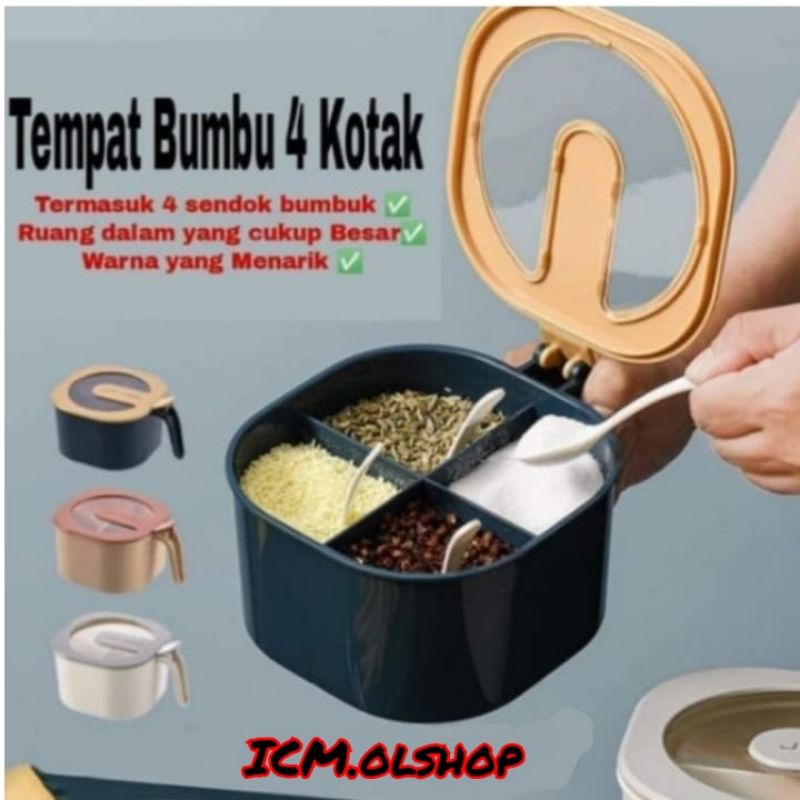 Kotak Bumbu Dapur 4 in 1 Tempat Bumbu Dapur Set/Wadah Bumbu⭐ ICM ⭐