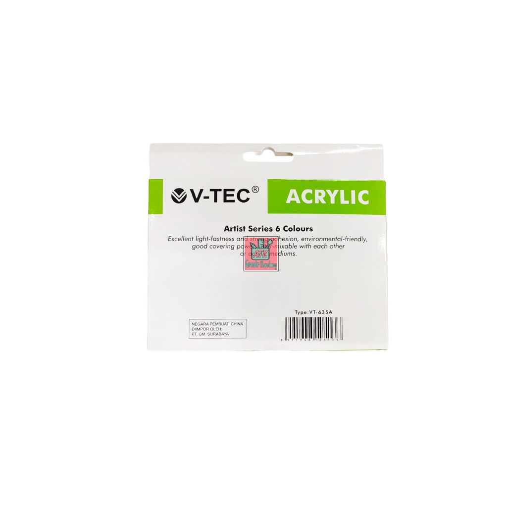 

Cat Akrilik VTEC VT-635 Acrylic Colours 6 Warna x 35 ML Set SHAGB