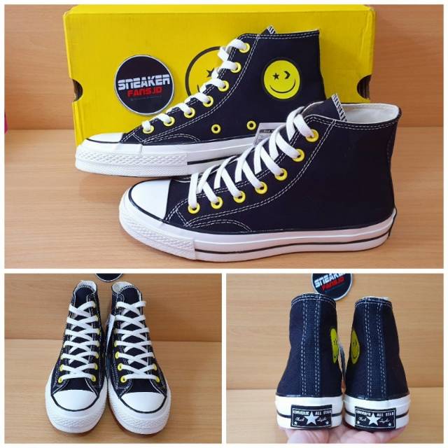 Sepatu CONVERSE CT ALL STAR  SMILE BLACK WHITE PREMIUM IMPORT
