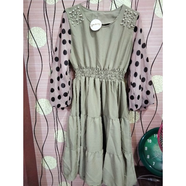 tunik crepe import polkadot import wanita