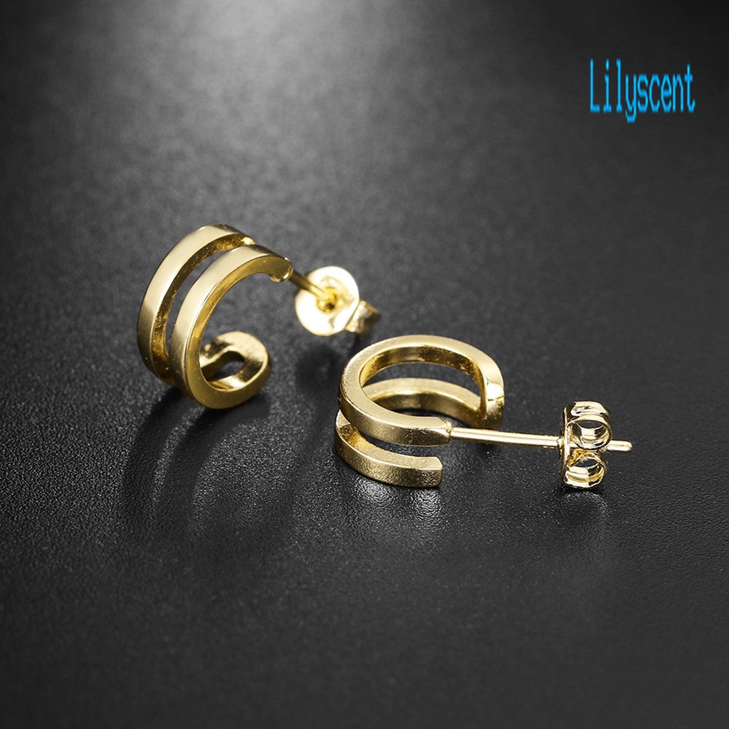 Ls 2Pcs / Set Anting Tusuk Aksen Berlian Imitasi Untuk Perhiasan Wanita