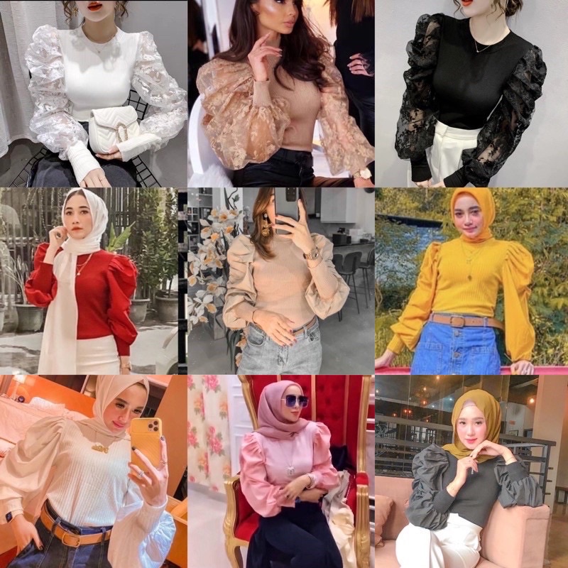 BLOUSE IMPORT TANGAN BALON KEKINIAN (Bs cod)