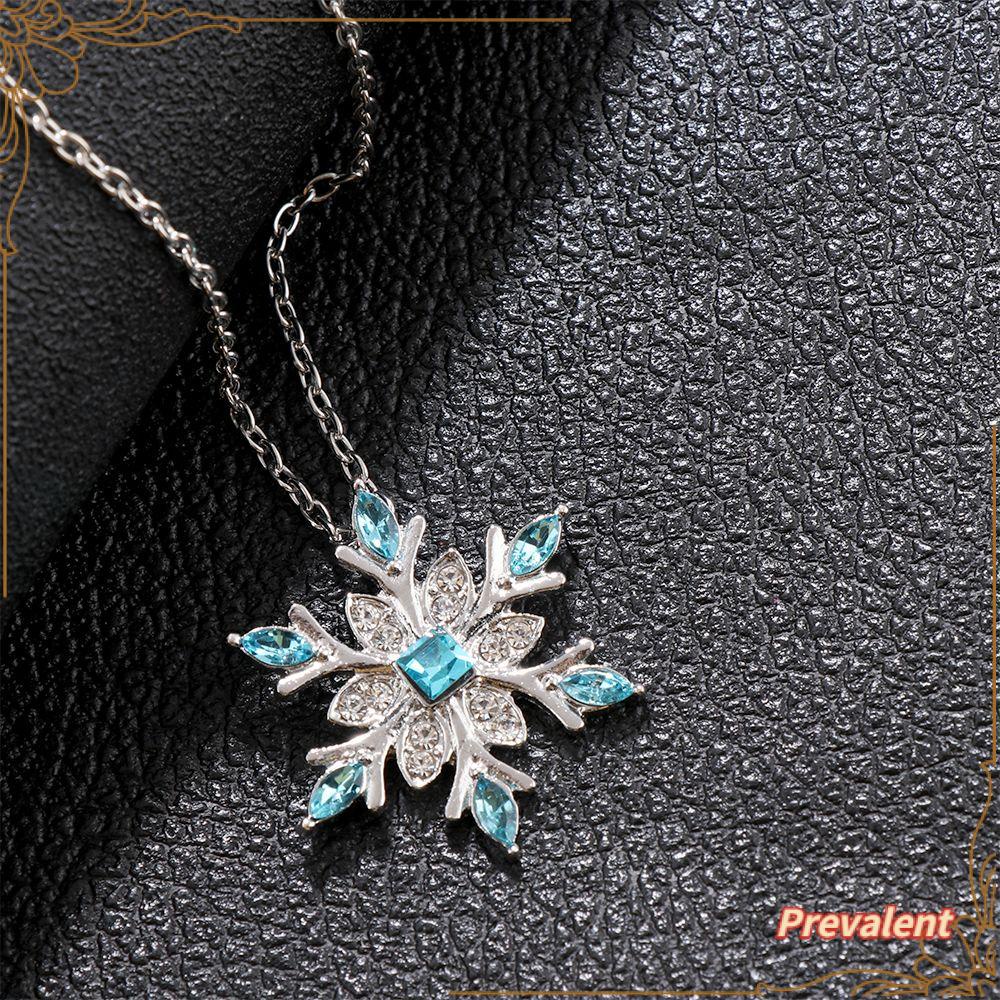 Kalung Rantai Liontin Snowflake Frozen Lapis Silver Untuk Wanitapesta Pernikahan