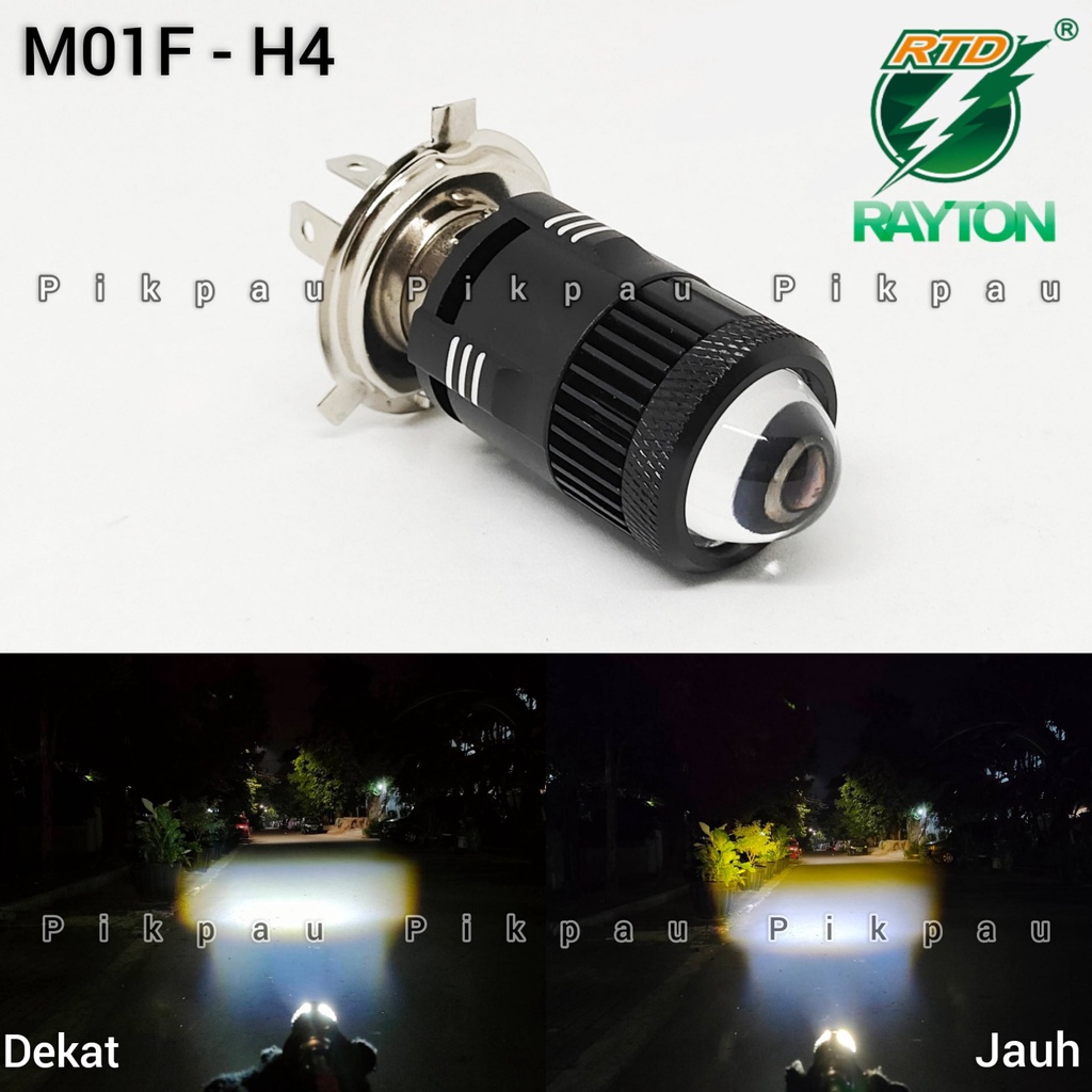 Lampu Utama LED H4 RTD Rayton M01F Laser Kipas AC DC Headlamp High Quality Lampu Depan Motor Mobil Super Terang