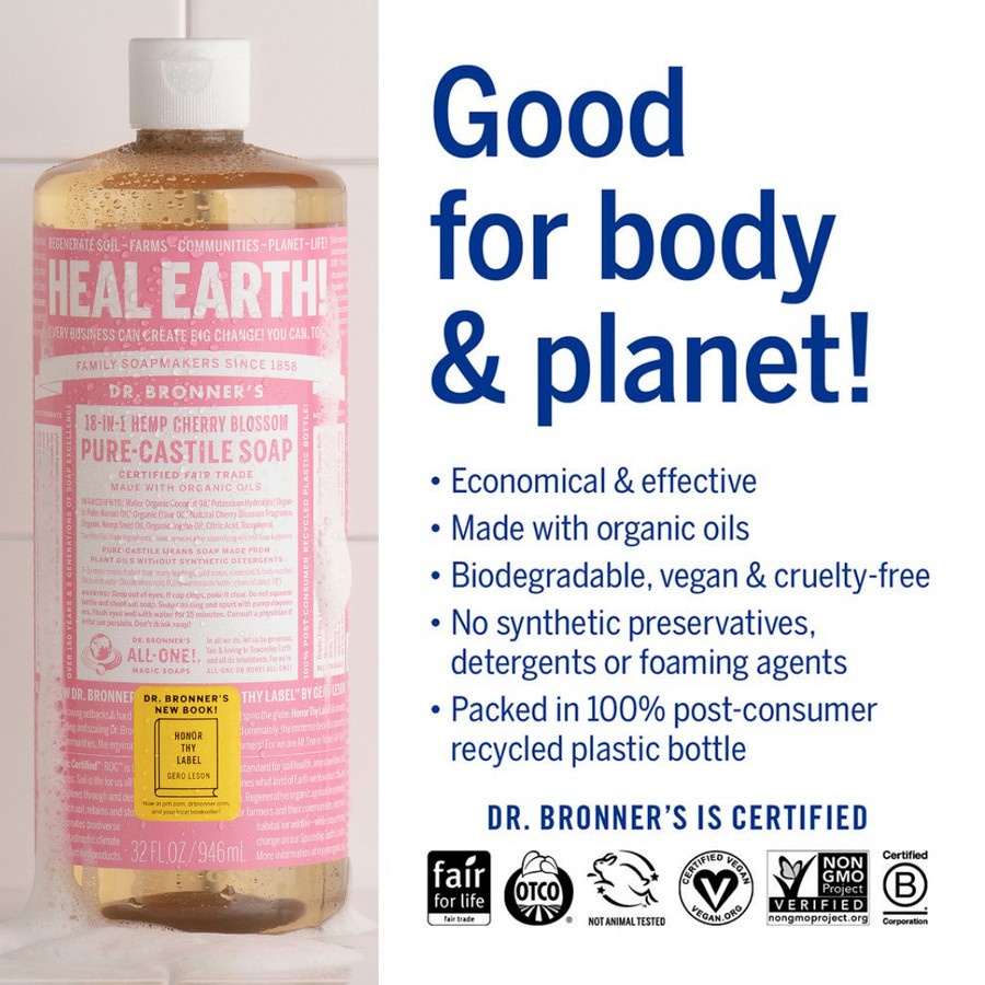 Dr Bronners Cherry Blossom Pure-Castile Soap 237 ml