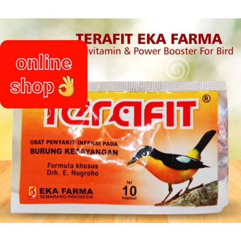10 saset terafit obat vitamin burung 100 capsul murai kenari perkutut kacer anis merpati sakit infeksi radang bengkak asli ori eka farma