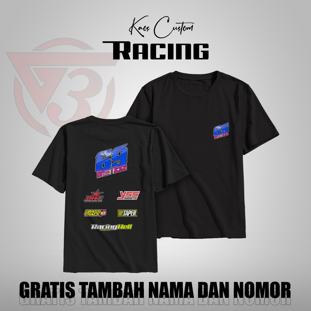 (G-79) Baju Kaos Racing Team Custom Request Bisa Tambah Nama dan Nomor Start Suka Suka Full Sponsor 