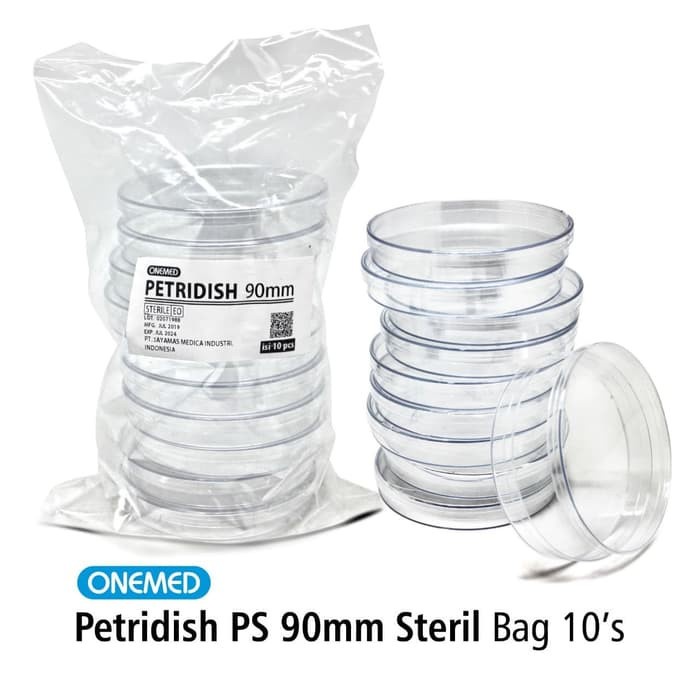Petridish Plastik Steril Onemed 90mm Pack Isi 10's OJ2
