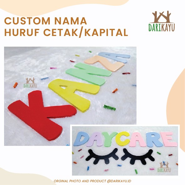 Huruf Kayu Timbul / Huruf Kapital Satuan