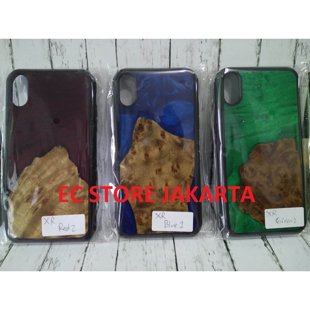 Wood Resin Case iPhone Samsung Huawei Xiaomi Oppo Casing Handphone