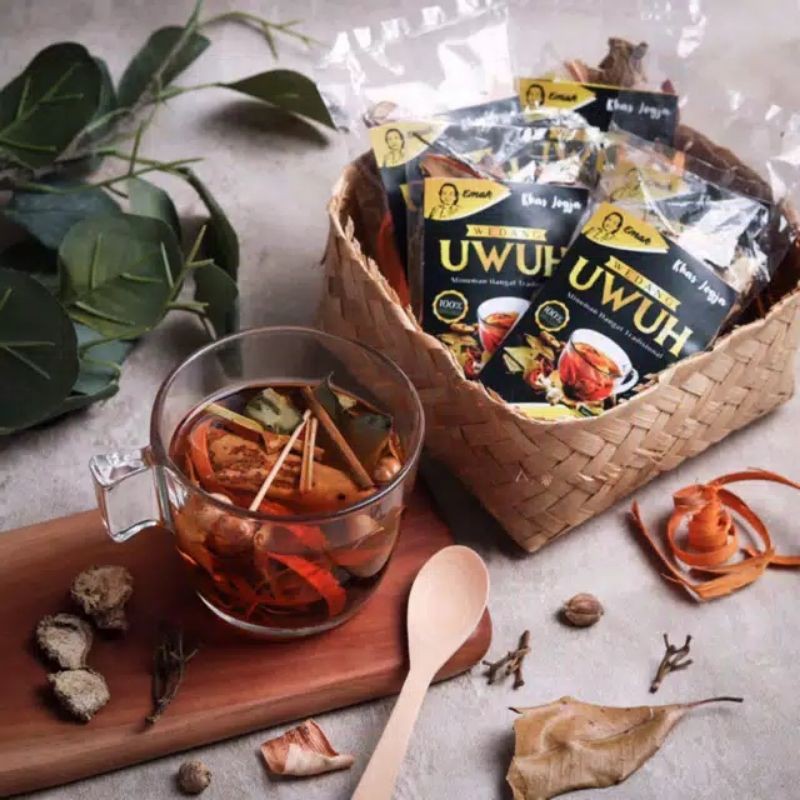 Wedang uwuh emak Lengkap jahe+gula batu / wedang uwuh isi 10