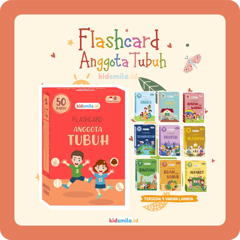 Flash Card Kidsmile ANGGOTA TUBUH Mainan Edukasi Anak Flashcard Anak Flash Card Anak Montessori