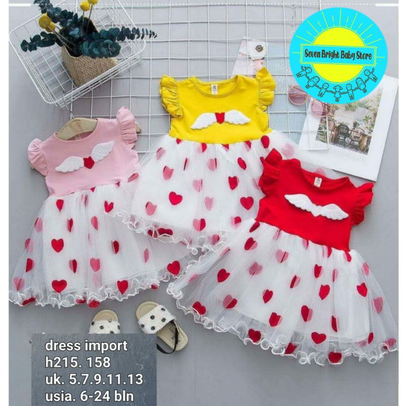 [ Seven Bright Baby ] Dress Tutu Anak Perempuan Love Dovey Wing Import 6 bln - 30 bln