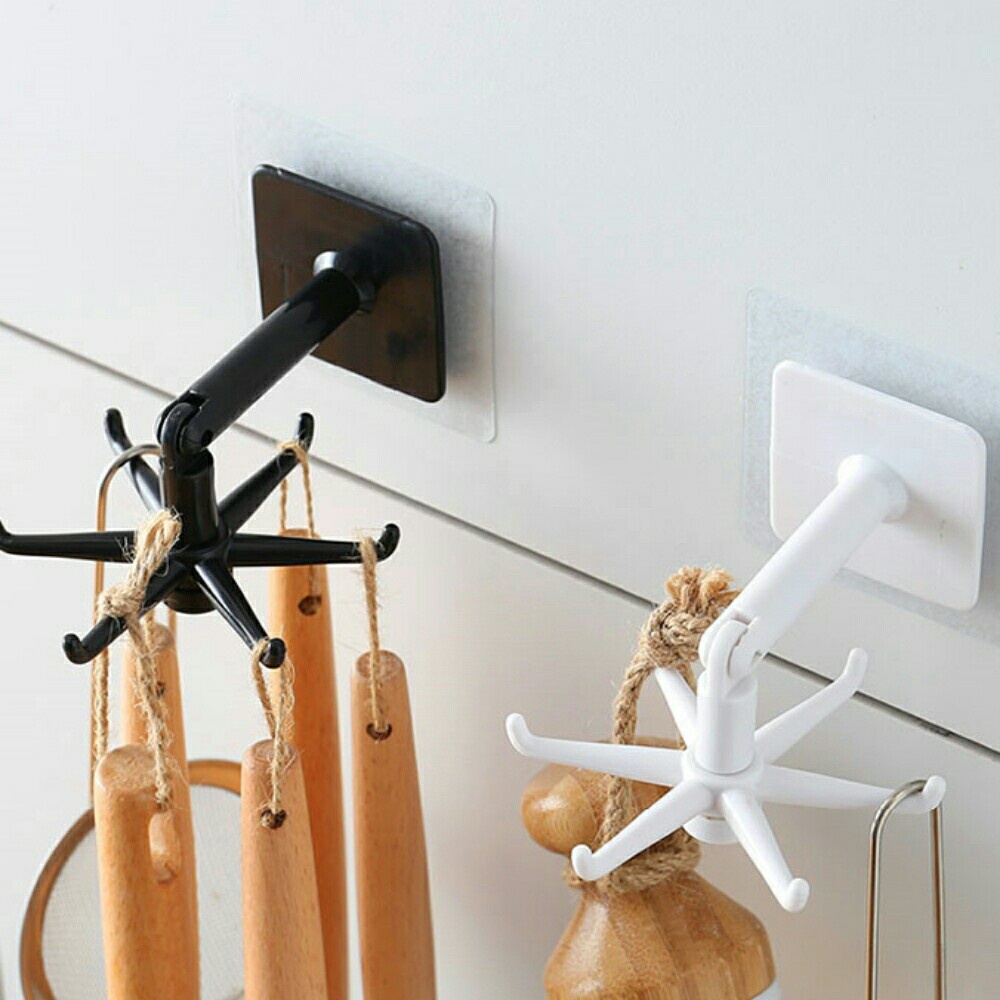 (C028) Gantungan Tempel 6 Kait 360 Derajat/ Gantungan Hook Putar / Gantungan Sebaguna Multifungsi