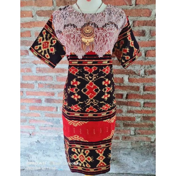 DRESS BROKAT TENUN FASHION TROSO JEPARA, DRESS CASUAL BROKAT TENUN ETNIK JEPARA, DRESS TENUN KOMBINA