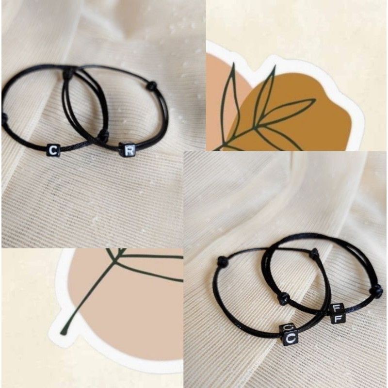 COSTUM GELANG TALI COUPLE INISIAL TALI KOREA (beli 10 pcs free 1 Glng polos) gelang viral / gelang kaki / gelang Costum / gelang kekinian / gelang simpel / gelang emas / gelang cantik / gelang imut / gelang persahabatan / gelang BESTie / gelang cinta