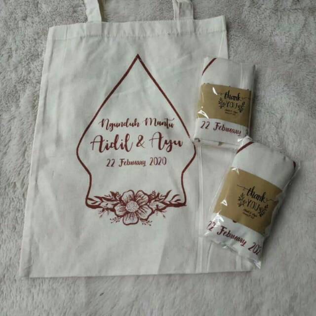 Tas blacu sablon 20x20cm Free kemas