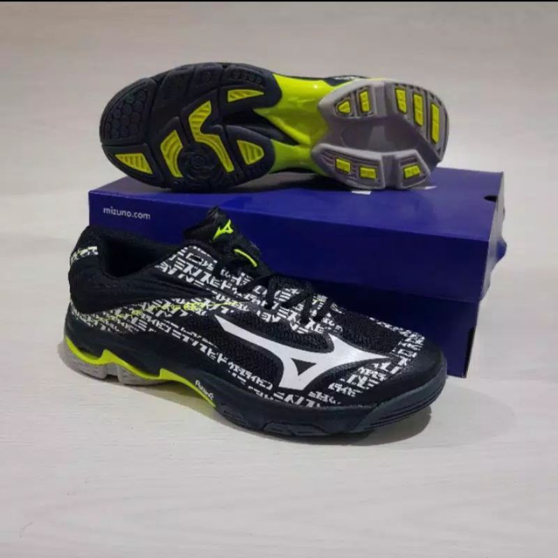 Sepatu volly Mizuno wave lightning z 6 low black white green impor terbaru