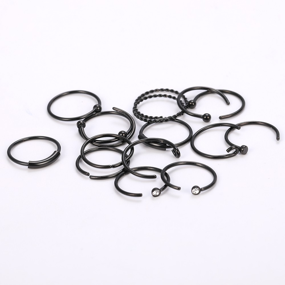 1 Lot / 16pcs Anting Tindik Bibir / Hidung / Telinga / Tubuh Bentuk Angka 8 Bahan Stainless Steel Flexible