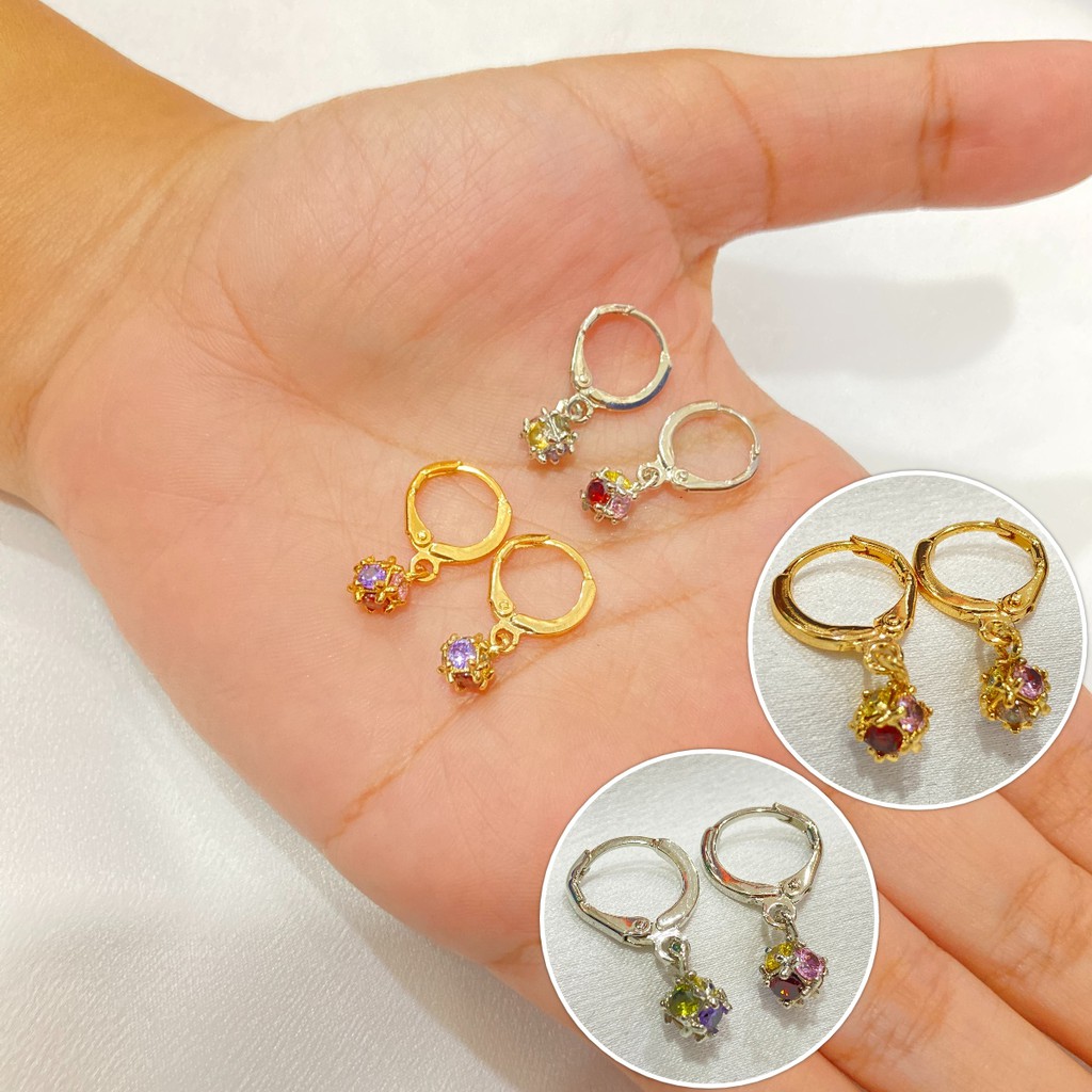 Anting Kubik Lapis Emas Aksesoris Fashion Simple - Emas