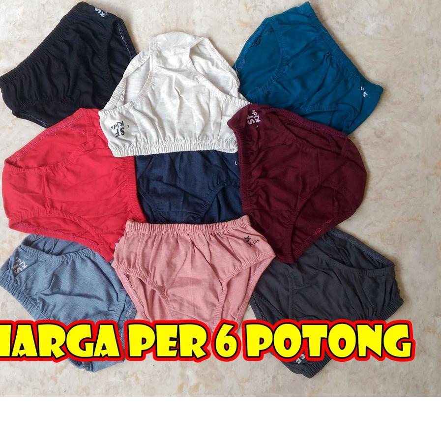 ✳ Harga 6 pcs Celana Dalam Anak Laki Polos (3-10 th) Bahan Katun Dari Konveksi Murah Meriah ☺