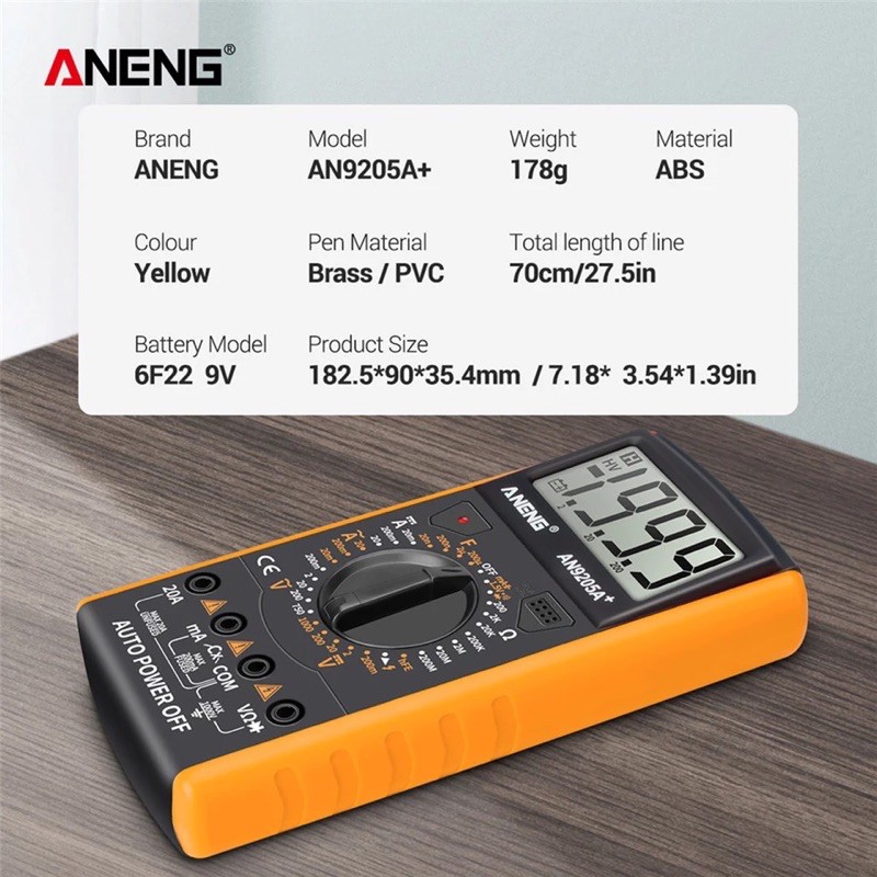 ANENG AN9205A Digital Multimeter Portable AC / DC