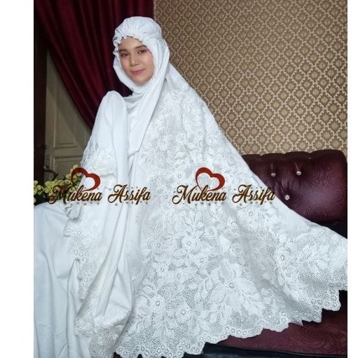 Mukena bordir handmade bukittinggi putih polos - Mukena bordir putih mewah - BORDIR ASLI