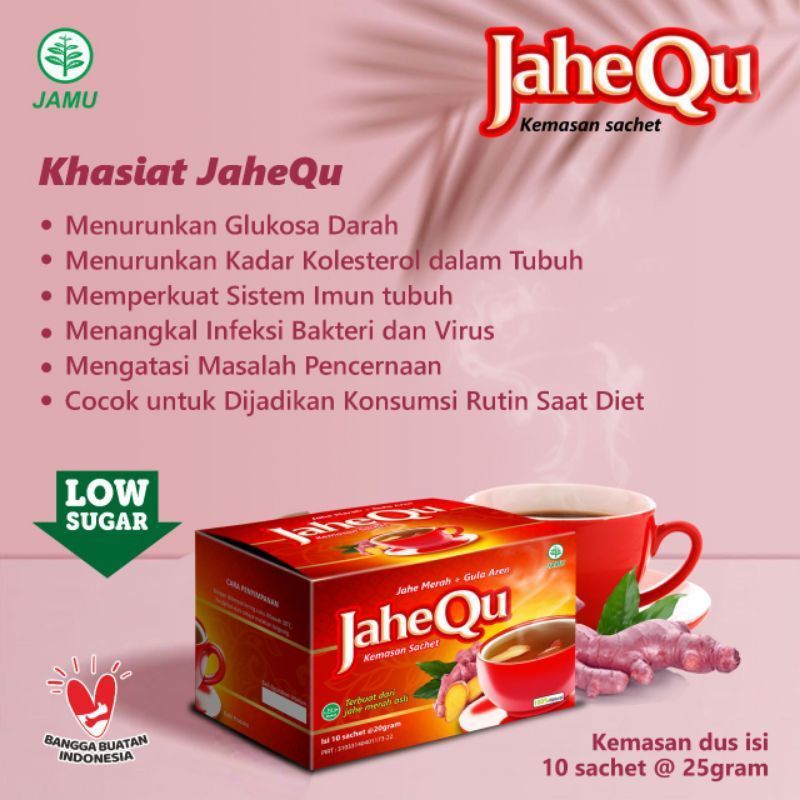 

JaheQu Jahe Merah Serbuk Instan + Gula Aren Isi 10 Sachet