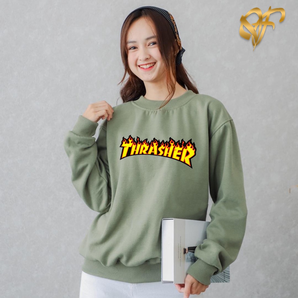 🅳🅵 Sweater Thrasher Iconic | Sweater Wanita &amp; Pria Hits | Dhea Fashion