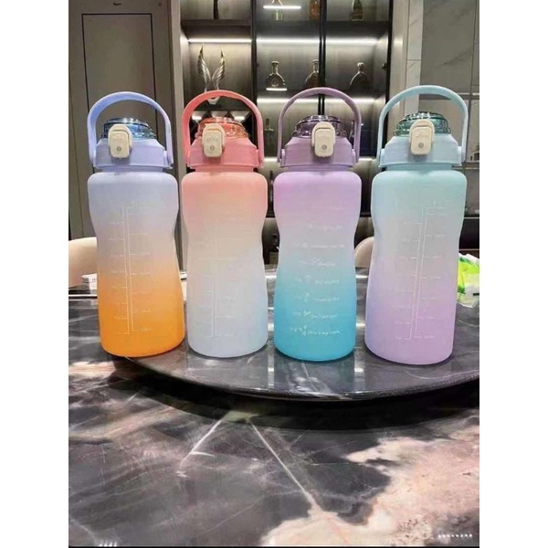 PROMO BOTOL MINUM VIRAL BOTOL MINUM KOREA 2000ML | TEMPAT AIR MINUM PENANDA WAKTU