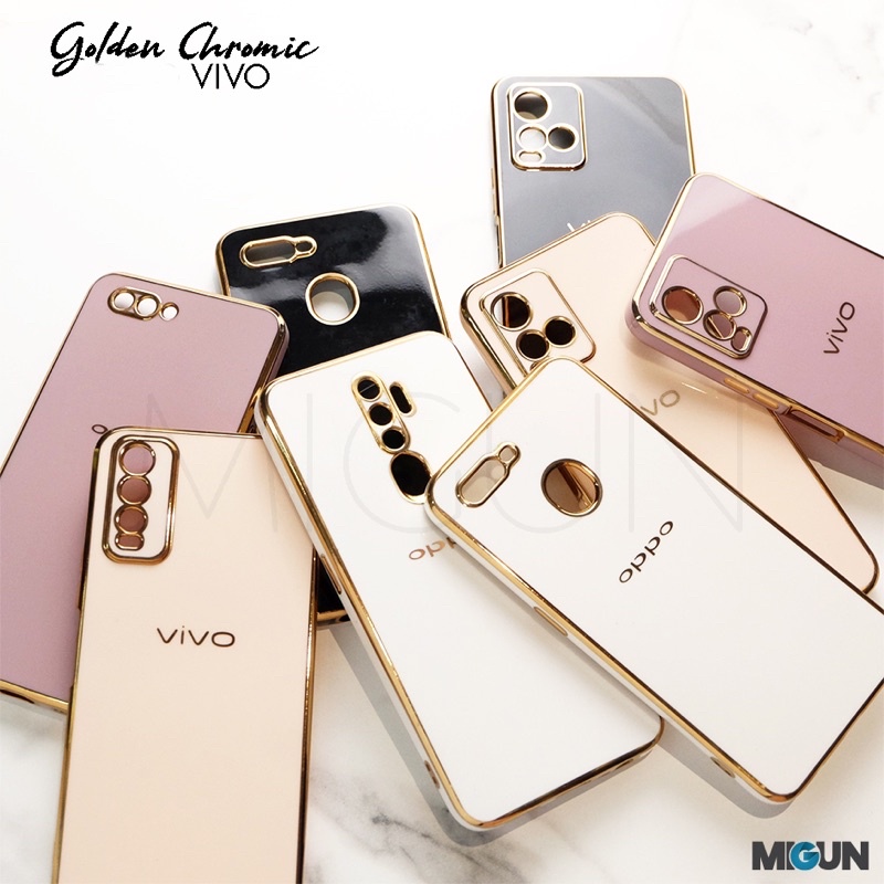 VIVO 6D Golden Chric Case for VIVO Y11 Y12 Y12i Y15 Y17 Y20 Y12S Y20i Y20S Y30 Y50 Y91 Y93 Y95 Y91C Y21/Y21S