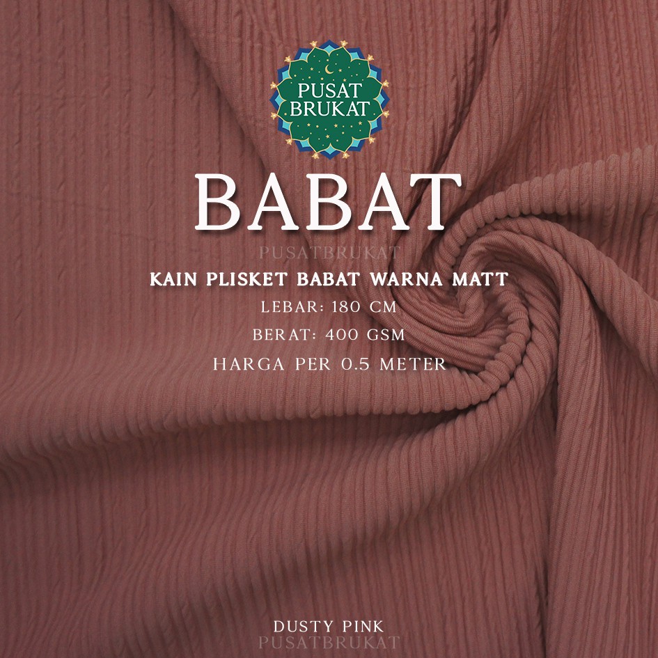 KAIN PLISKET BABAT - KAIN RIB BABAT, WARNA MATT, LEBAR 180CM [harga per 0.5m]