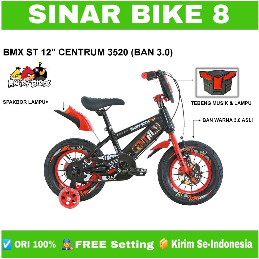 Sepeda Anak Laki BMX Centrum 3520 ANGRY BIRD Ukuran 12&quot;, 16&quot; dan 18 Inch