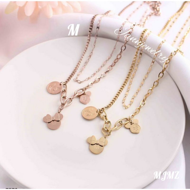 Kalung Titanium Asli Anti Karat &amp; Alergi Double Layer Mickey [KM-27]