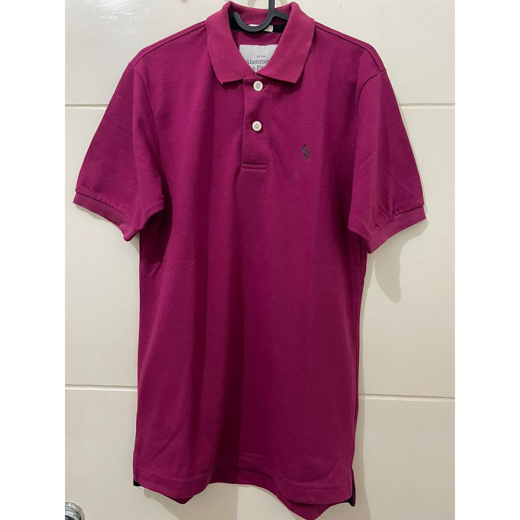 PRELOVED ABERCROMBIE & FITCH POLO SHIRT / KAOS BERKERAH PRIA PINK MAGENTA / KAOS POLO