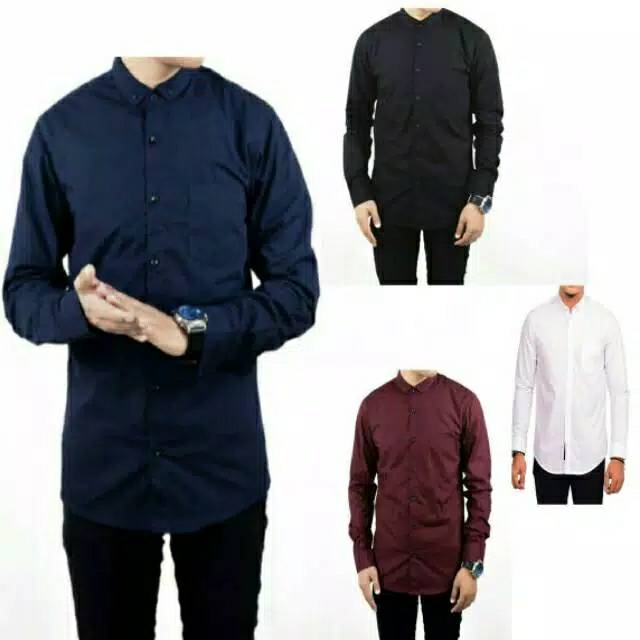 Kemeja lengan panjang polos formal bahan poplin 40s kahatex