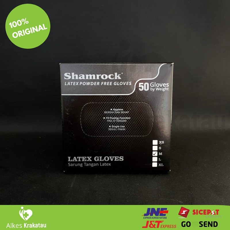 Sarung Tangan Hitam Shamrock Latex Powder Free / Hand Gloves Black / Glove