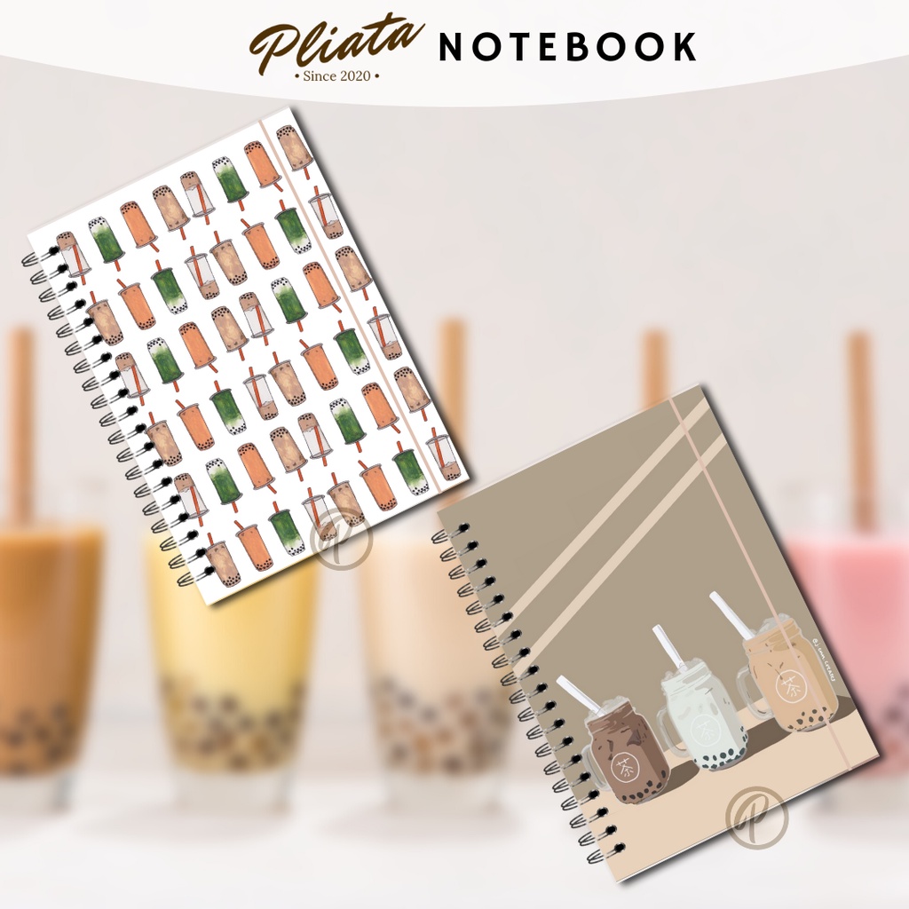 PLIATA NOTEBOOK SPIRAL - BOBA DRINK - Softcover Doft Aesthetic Book Buku Tulis