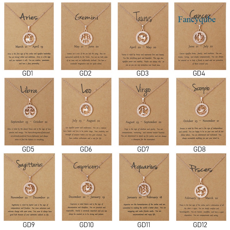 Fancyqube Kalung Choker Desain 12 Zodiak Bintang Aksen Kristal Berkilau Warna Silver Untuk Wanita