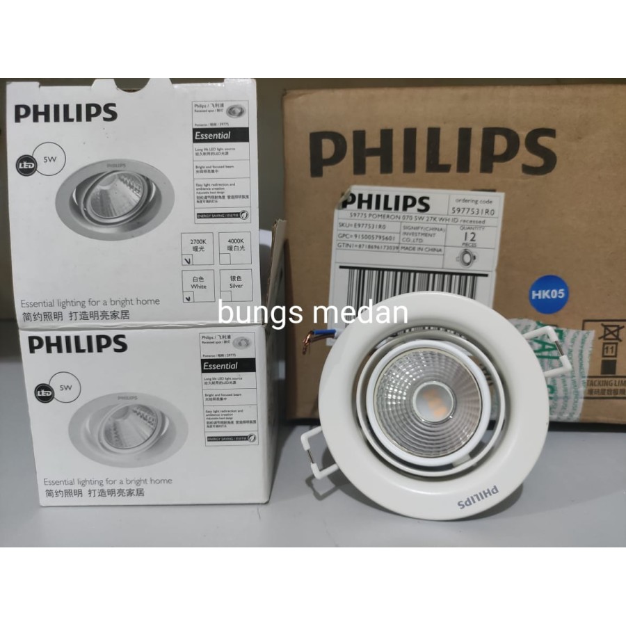 LAMPU LED PHILIPS SOROT POMERON 5W 5WATT 5 WAT 2700K KUNING SPOT 59775
